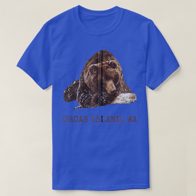 Orcas Island Brown Grizzle Bär in Snow Washington T-Shirt (Design vorne)