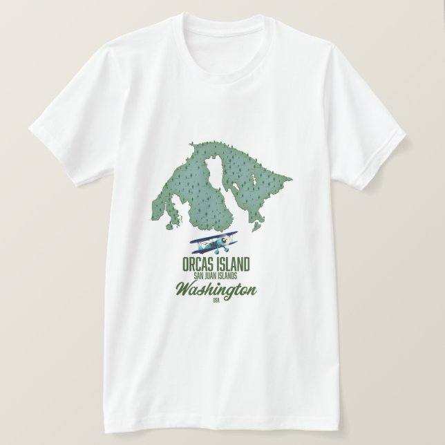 Orcas Island, Washington, USA Karte T-Shirt (Design vorne)