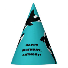 Orcas Killer Whales Aquamarin Blue Birthday Party Partyhütchen