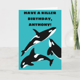 Orcas Killer Whales Aquamarin Blue Personalisiert Karte