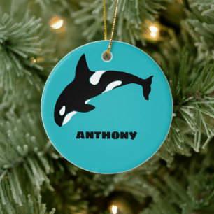 Orcas Killer Whales Aquamarin Blue Personalisiert Keramik Ornament