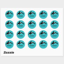 Orcas Killer Whales Aquamarin Blue Personalisiert Runder Aufkleber