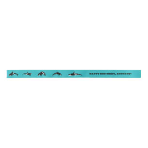 Orcas Killer Whales Aquamarin Blue Personalisiert Satinband