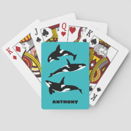 Orcas Killer Whales Aquamarin Blue Personalisiert Spielkarten