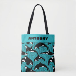 Orcas Killer Whales Aquamarin Blue Personalisiert Tasche