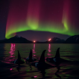 Orcas Swim in Lila Aurora - Killerwal