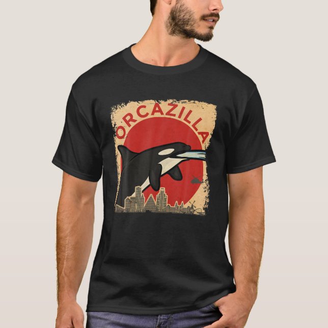 Orcazilla - Funny Killer Whale Orca T-Shirt (Vorderseite)