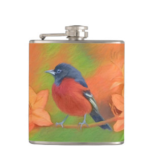 Orchard Oriole Songbird Malerei Original Bird Art Flachmann