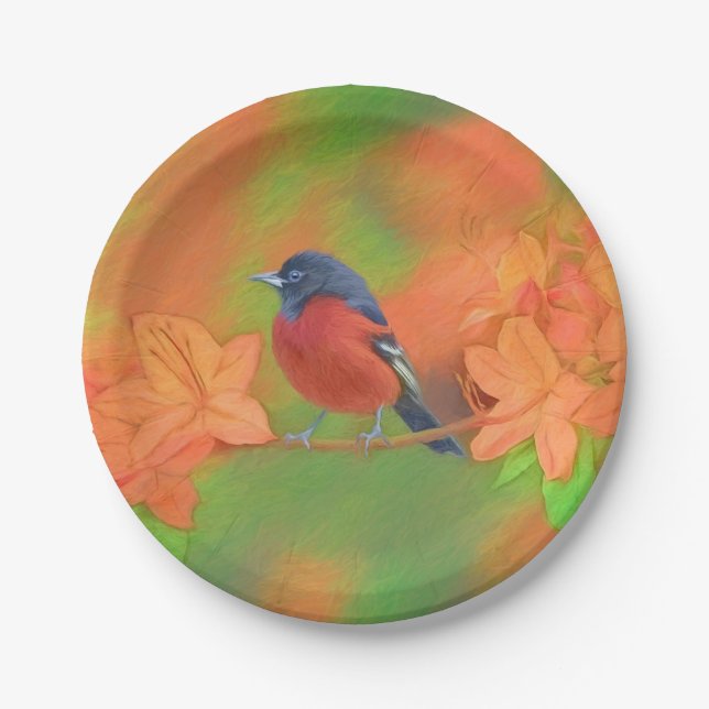 Orchard Oriole Songbird Malerei Original Bird Art Pappteller (Vorderseite)