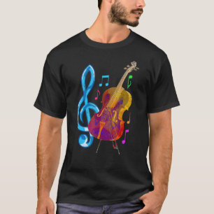 Orchester Cellist Treble Clef Musiknotens Colorful T-Shirt