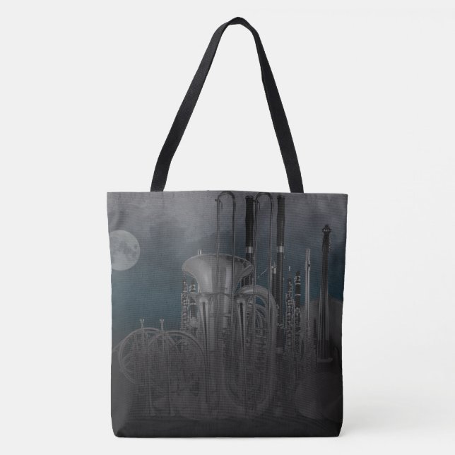 Orchester-Instrument-Nachtzeit-Moonlit Skyline Tasche (Vorderseite)