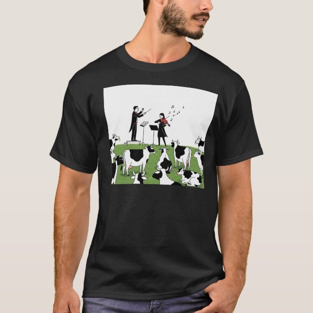 Orchestra Playing für Kühe Minimalistischer T - Sh T-Shirt (Vorderseite)