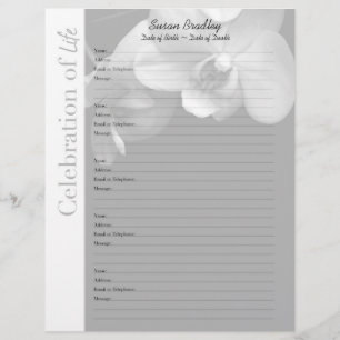 Orchid 1 Memorial Gästebuch Custom Filler Seiten