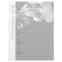 Orchid 1 Memorial Livre d'invité Pages de rempliss