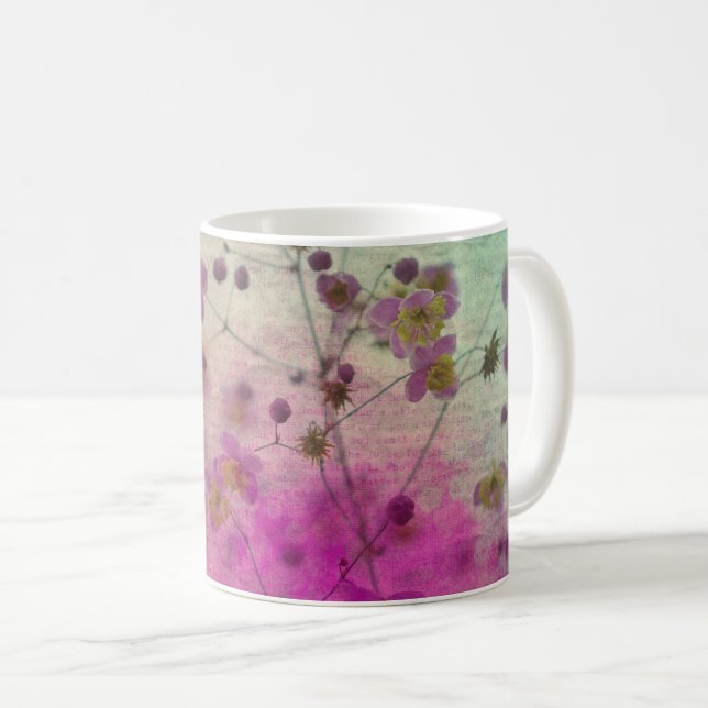 Orchid aquamarinen lila Drehbuch elegante Papierha Kaffeetasse (VorderseiteRechts)