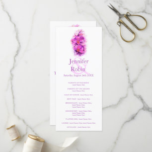 Orchid Aquarell lila rosa Hochzeitskarte Programm