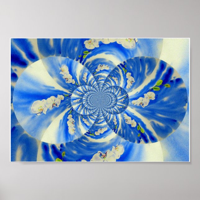 Orchid Aquarellmalerei, Brise, Wolken Mandala Poster (Vorne)