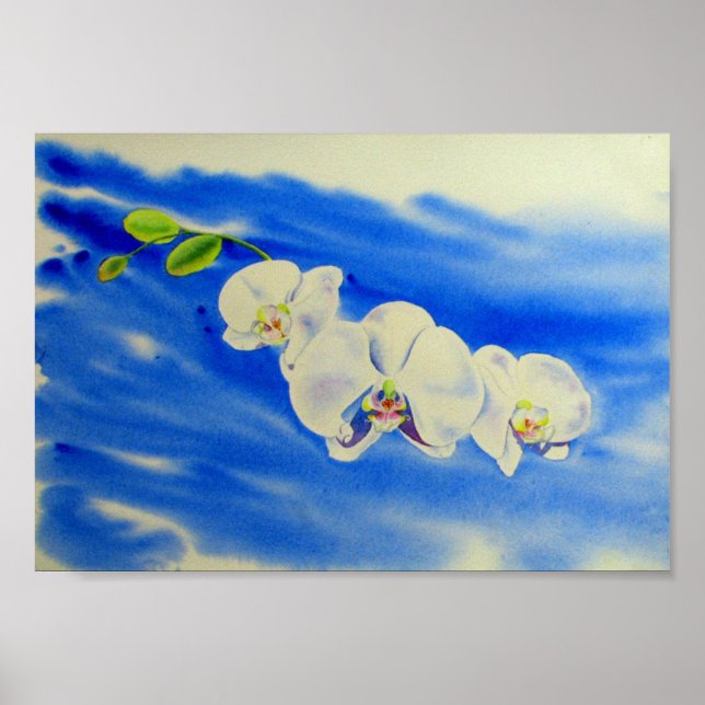 Orchid Aquarellmalerei, Brise, Wolken Poster (Vorne)