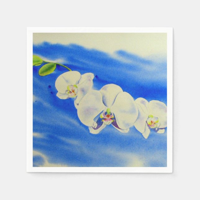 Orchid Aquarellmalerei, Brise, Wolken Serviette (Vorderseite)