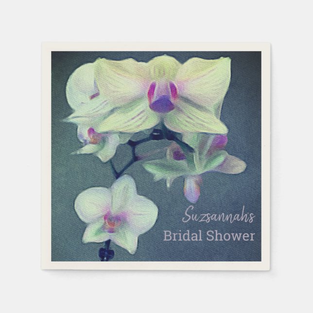 Orchid auf Blue Custom Brautparty Serviette (Vorderseite)