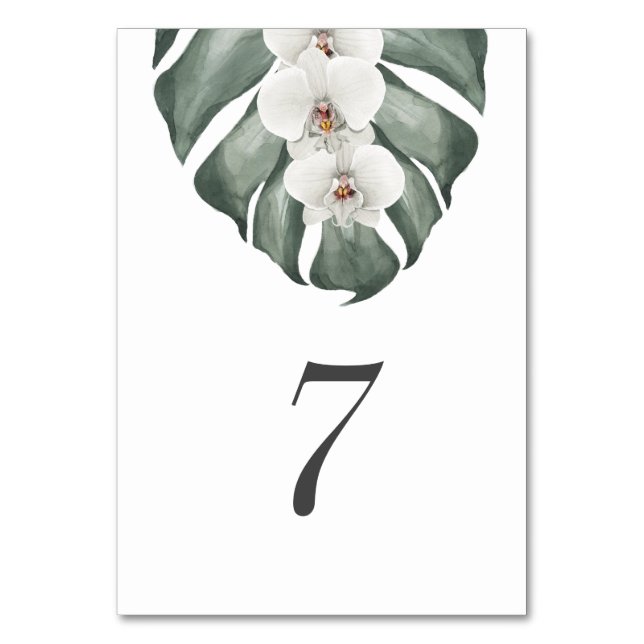 Orchid auf der Tropischen Hochzeit von Monstera Tischnummer (Vorderseite)