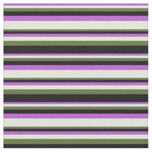 Orchid, Beige, Dunkelolive Green & Black Muster Stoff