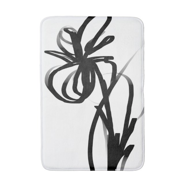 Orchid Blanc: Abstrakt weiß und schwarz Badematte (Vorderseite Vertikal)