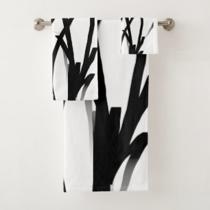 Orchid Blanc: Abstrakt weiß und schwarz Badhandtuch Set