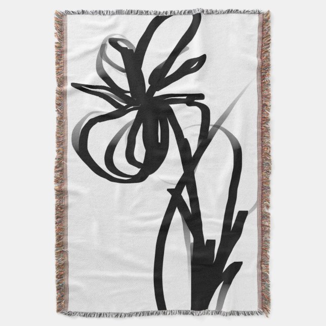 Orchid Blanc: Abstrakt weiß und schwarz Decke (Vorderseite Vertikal)