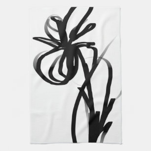 Orchid Blanc: Abstrakt weiß und schwarz Geschirrtuch
