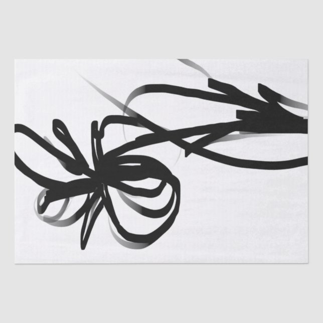 Orchid Blanc: Abstrakt weiß und schwarz Seidenpapier (Vorderseite)