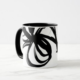 Orchid Blanc: Abstrakt weiß und schwarz Tasse