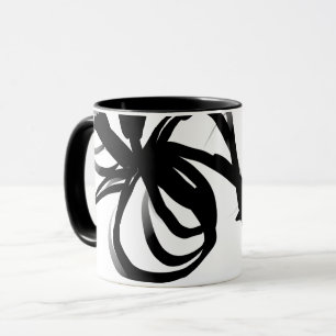 Orchid Blanc: Abstrakt weiß und schwarz Tasse
