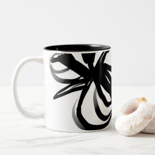 Orchid Blanc: Abstrakt weiß und schwarz Zweifarbige Tasse