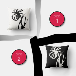 Orchid Blanc & Noir: Abstrakt Weiß & Schwarz Kissen