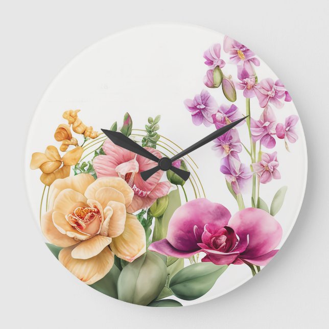 Orchid Blast Große Wanduhr (Vorderseite)