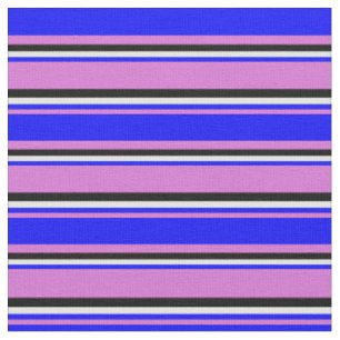 Orchid, Blau, Minzcreme und Schwarz Muster Stoff