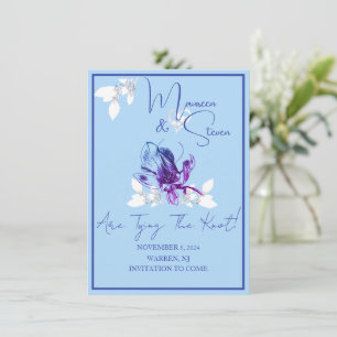 Orchid Blue & Lavender Save the Date Wedding Card Einladung