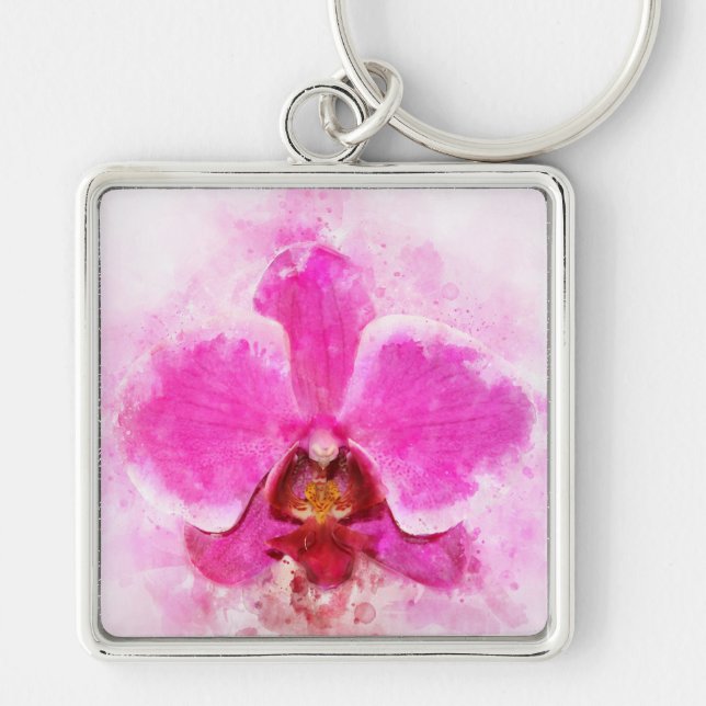 Orchid Blume Aquarell - Rosa wb 02 Schlüsselanhänger (Vorne)