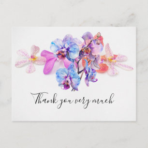 Orchid-Blume auf weißem Hintergrund Danke-Karte Postkarte