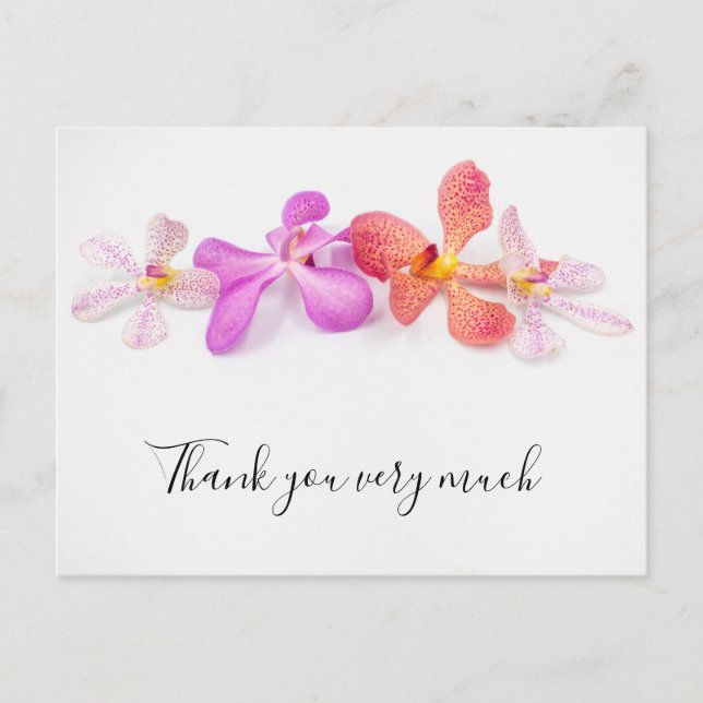 Orchid-Blume auf weißem Hintergrund Danke-Karte Postkarte (Vorderseite)