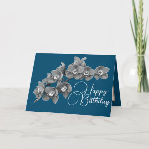 Orchid Blume Blue Color Background Geburtstag Karte