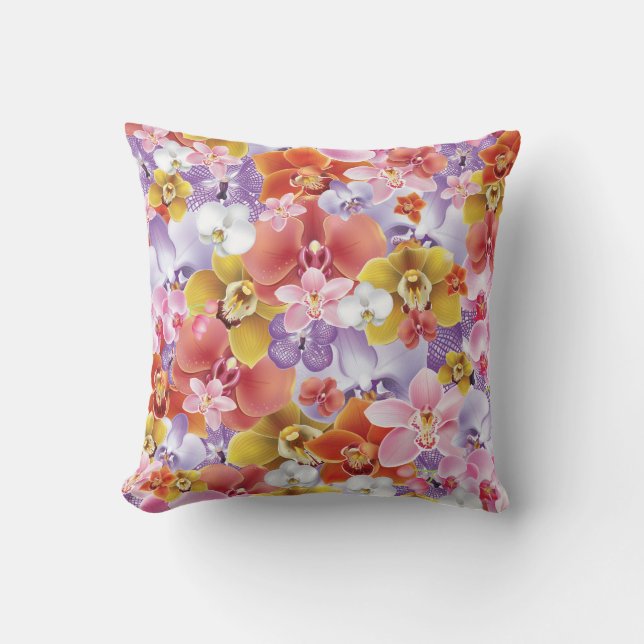 Orchid-Blume Design Blumenmuster Kissen (Vorderseite)