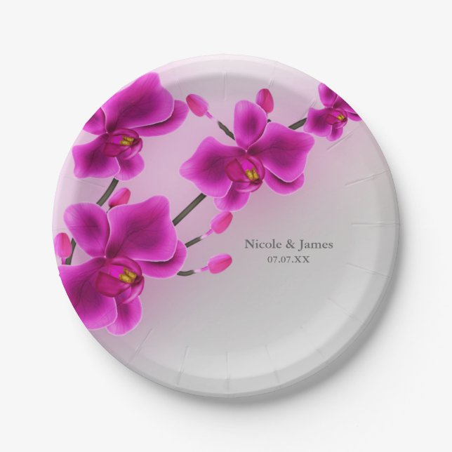 Orchid Blume Elegante Hochzeit mit Flora Pappteller (Vorderseite)