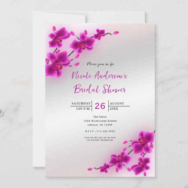 Orchid Blume Elegantes Brautparty Einladung (Vorderseite)