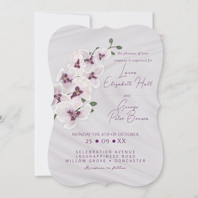 Orchid Blume Hochzeitskarte Einladung (Vorderseite)