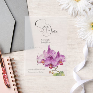 Orchid-Blume lila Blätter Save the Date