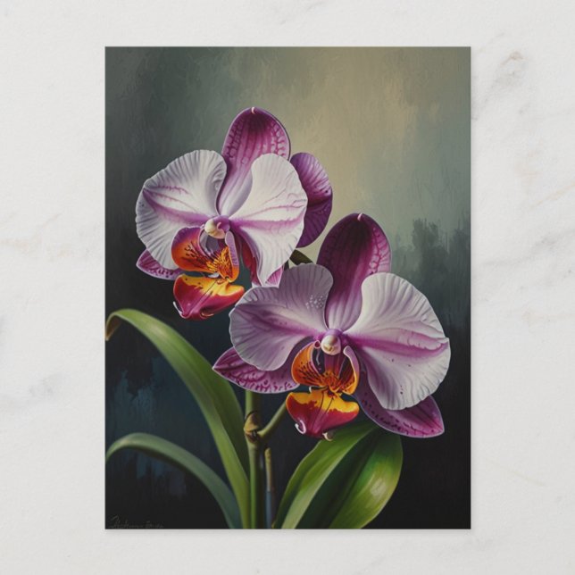 Orchid-Blume Ölgemälde Postkarte (Vorderseite)