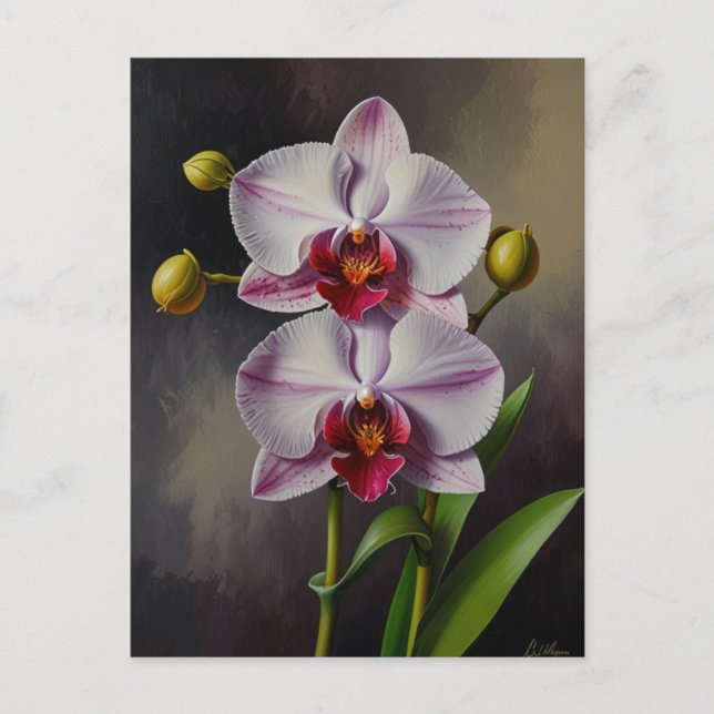 Orchid-Blume Ölgemälde Postkarte (Vorderseite)