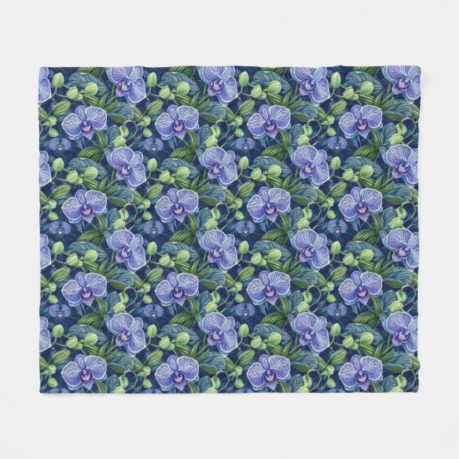 Orchid Blume Patten Lila Fleecedecke (Vorderseite (Horizontal))